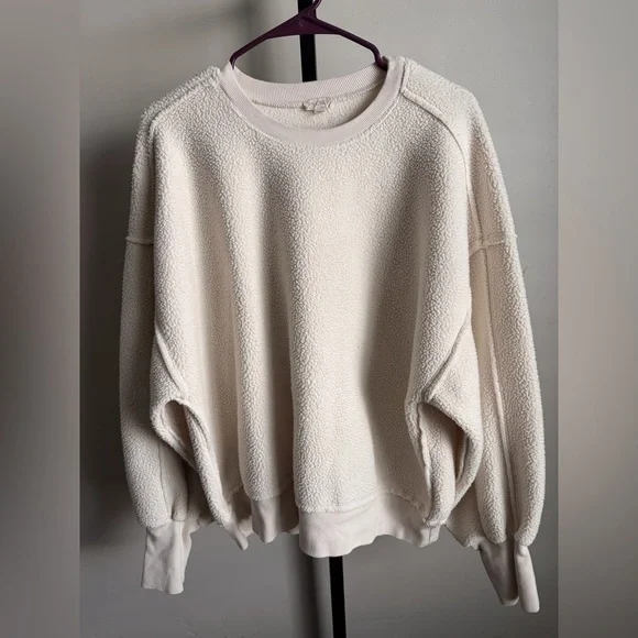 Pilcro by Anthropologie Sherpa Sweatshirt in Cream Teddy - Picture 1 of 3